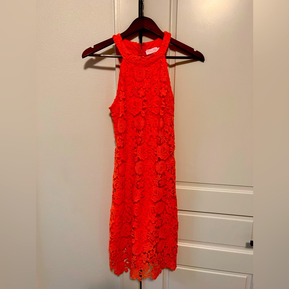 Pink Lily Crocheted Salmon Dress